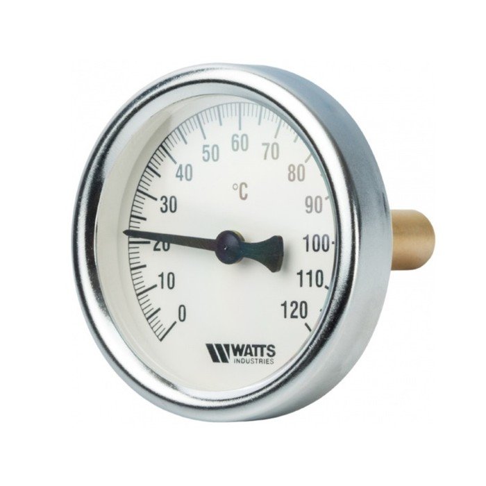 Термометр Watts 10005800, биметаллический, с погружной гильзой 63 мм 1/2", штуцер 50 мм