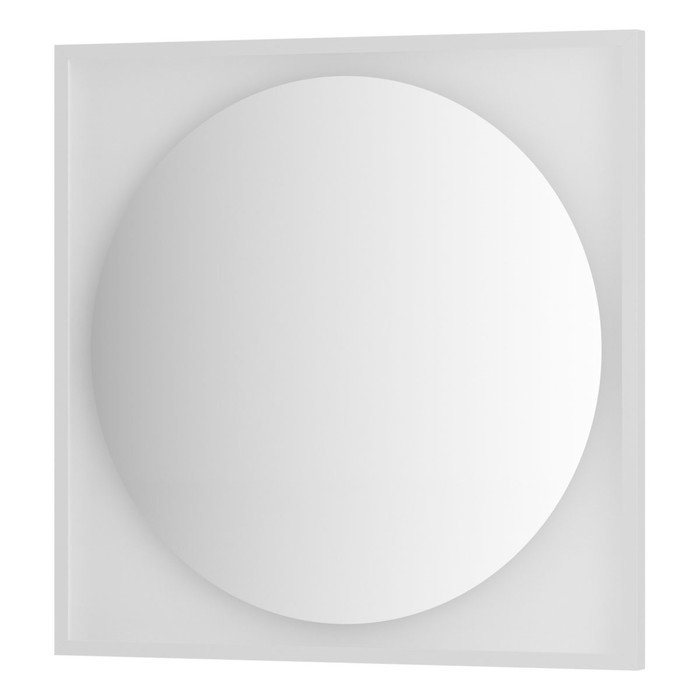 Зеркало в багетной раме с LED-подсветкой 18 Вт, 80x80 см, без выключателя, тёплый белый свет, белая