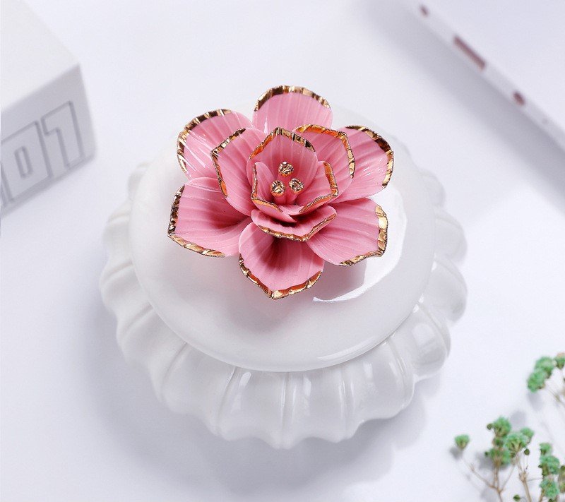 Шкатулка керамика цветок Пиона розовый 125мл