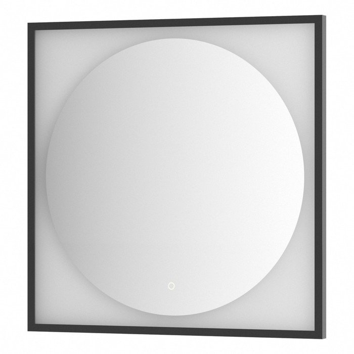 Зеркало в багетной раме с LED-подсветкой 18 Вт, 80x80 см, сенсорный выключатель, нейтральный белый с