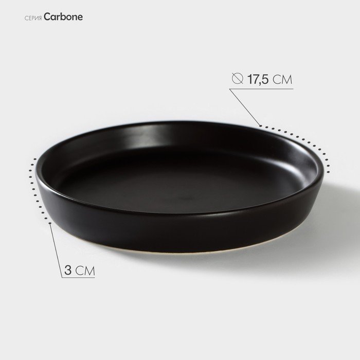 Блюдо фарфоровое Carbone, d=17,5 см, h=3 см, цвет чёрный