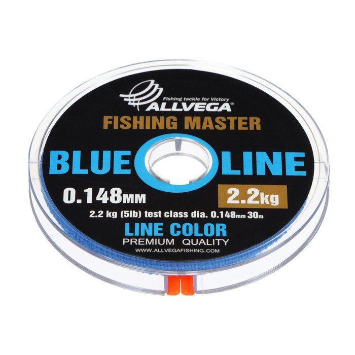 Леска монофильная ALLVEGA Fishing Master, диаметр 0.148 мм, тест 2.2 кг, 30 м, голубая