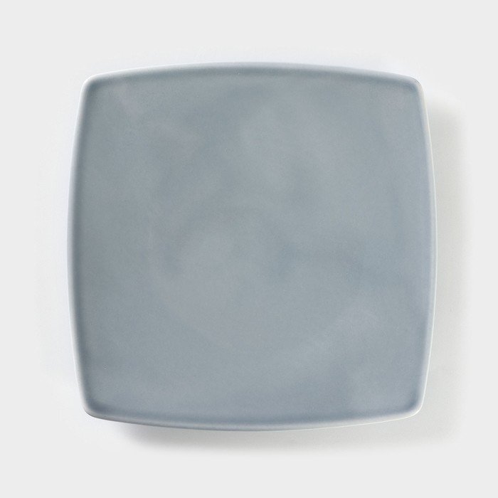 Тарелка квадратная фарфоровая «Акварель», 19×19 см, цвет серый
