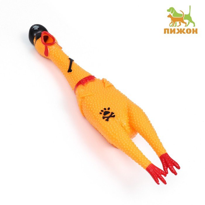 Игрушка пищащая "Курица-пират" для собак, 41 см, жёлтая