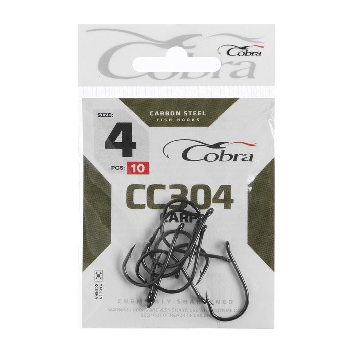 Крючки Cobra CARP, серия CC304, № 04, 10 шт.