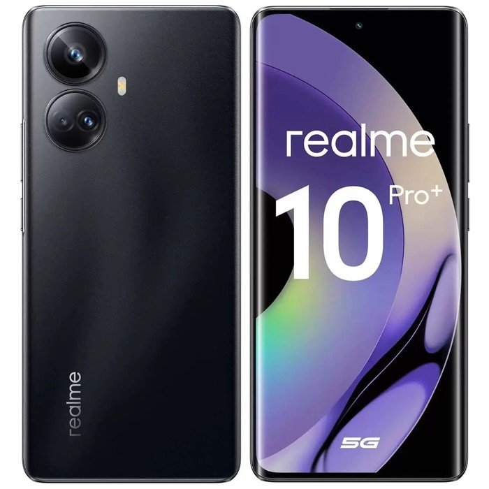 Смартфон Realme 10 Pro plus 5G, 6.7", 8Гб, 128Гб, 108Мп, 16Мп, 2sim, 5000мАч, черный