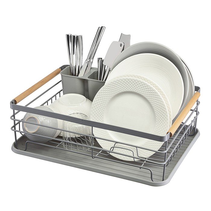 Сушилка для посуды Smart Solutions Granli, 43x30.5x14 см, цвет серый