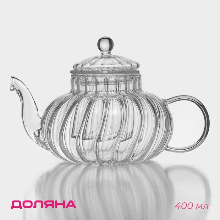 Чайник стеклянный заварочный со стеклянным ситом Доляна «Диана. Грация», 400 мл