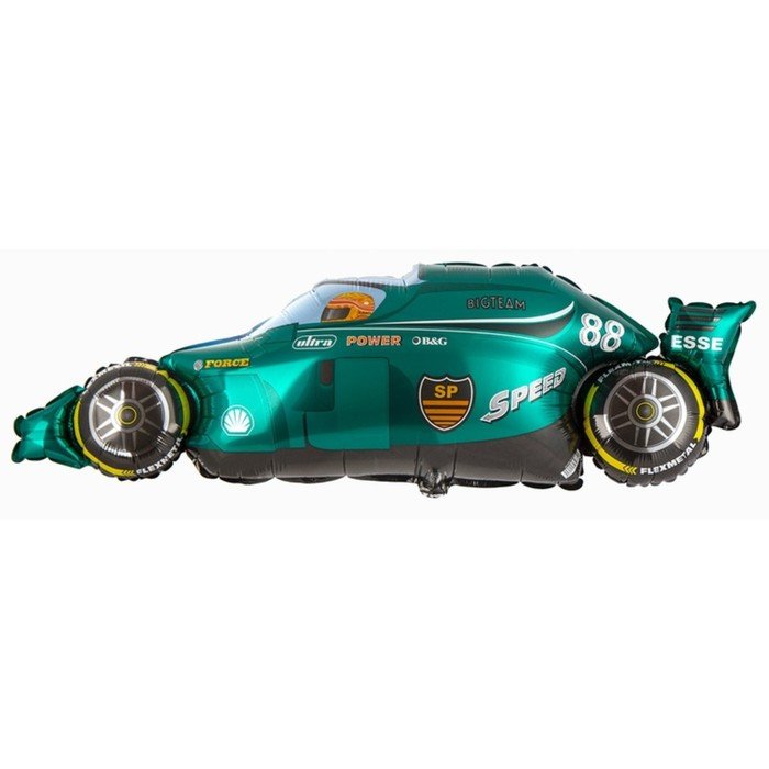 Шар фольгированный 18" «Машина гоночная», фигура, цвет зелёный