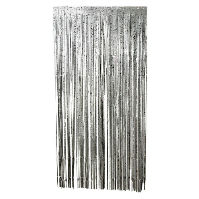 Праздничный занавес «Дождик» со звёздами, р. 200 х 100 см, серебро