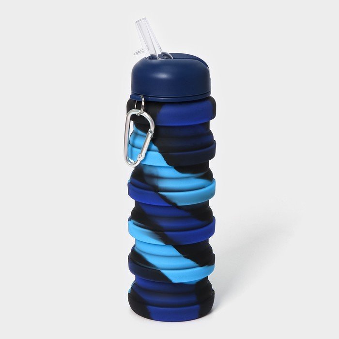 Бутылка складная 500мл 21х7х7 см, цвет синий