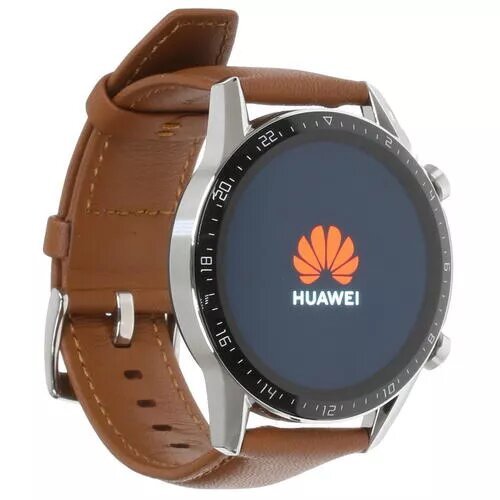 Смарт-часы HUAWEI WATCH GT 2 46 mm корпус серебристый, ремешок коричневый