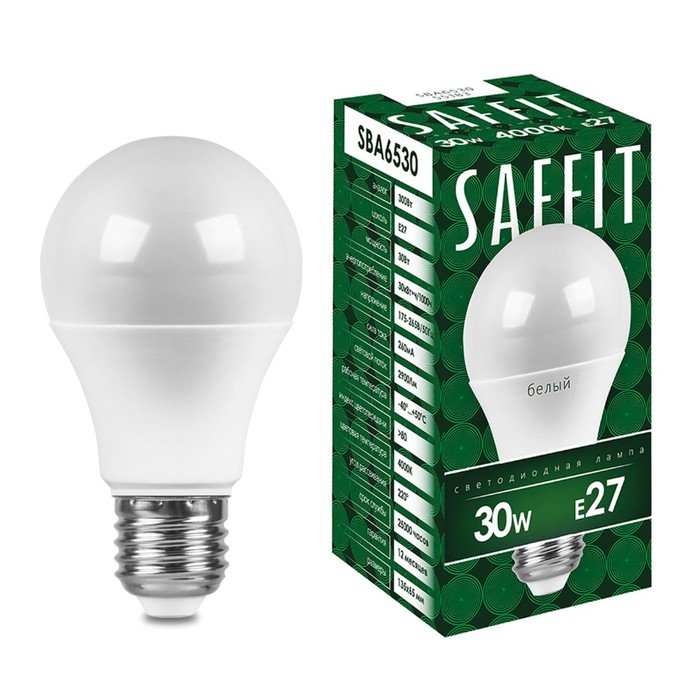 Лампа светодиодная SAFFIT, 30W 230V E27 6400K A65, SBA6530