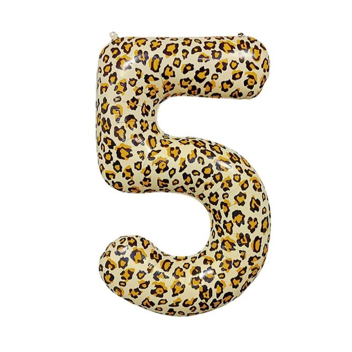 Шар фольгированный 32" Цифра 5, цвет леопард