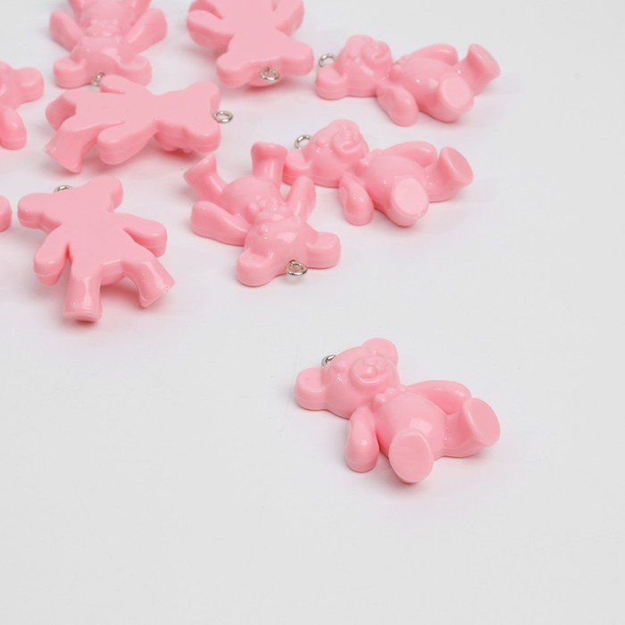 Бусина "Мишка" (набор 10шт), 3,4*2,4*1см, цвет светло-розовый