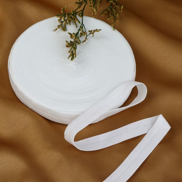 Резинка окантовочная, 15 мм, 20 м, цвет белый