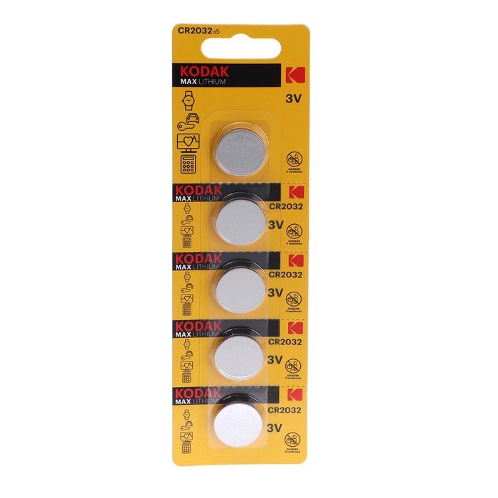 Батарейка литиевая Kodak, CR2032-5BL, 3В, блистер, 5 шт.