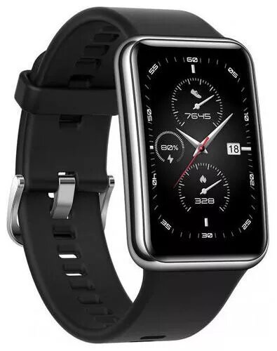 Смарт-часы Huawei Watch Fit Elegant корпус серебристый, ремешок черный