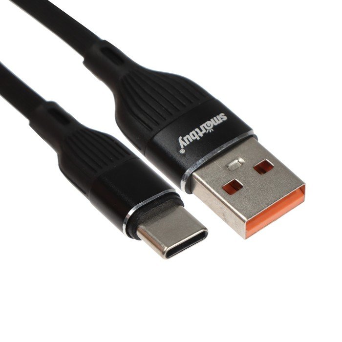 Кабель Smartbuy S72, Type-C - USB, 3 А, 1 м, зарядка + передача данных, черный