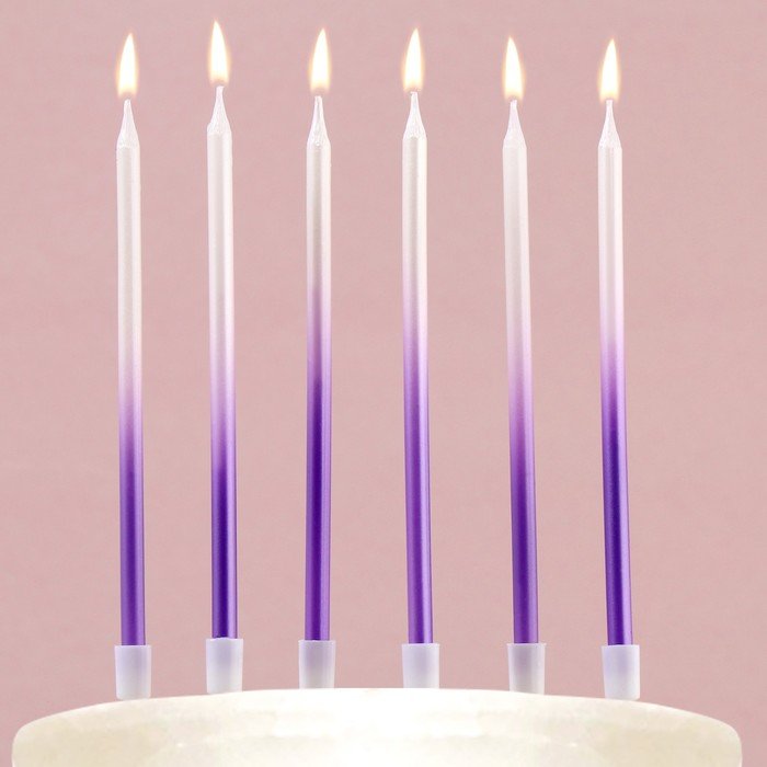 Свечи в торт "В твой особенный день", фиолетовые, 6 шт.