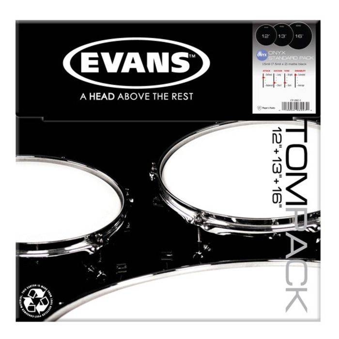 Пластик Evans ETP-ONX2-S Onyx Coated Standard набора для том барабана (12, 13",16)