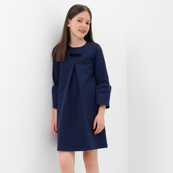 Платье "Школа-2" для девочки, цвет т.синий, рост 128 см (68)