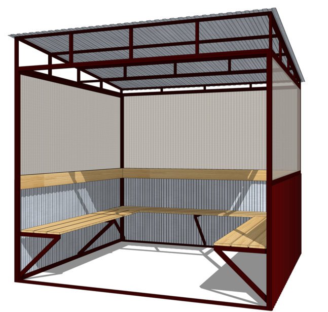 Беседка-павильон 3x1,5-2 м сталь