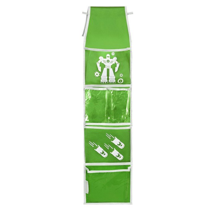 Кармашки в садик «Робот» для детского шкафчика 85х20 см, зелёный