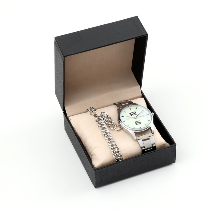 Мужской подарочный набор 2 в 1: наручные часы, браслет