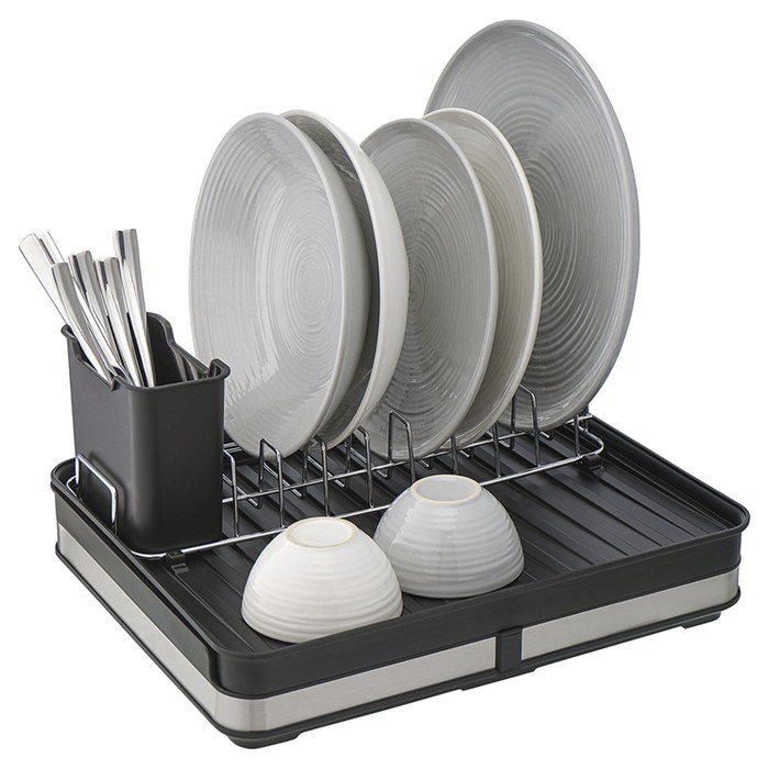 Сушилка для посуды Smart Solutions Atle, раздвижная большая, цвет чёрный