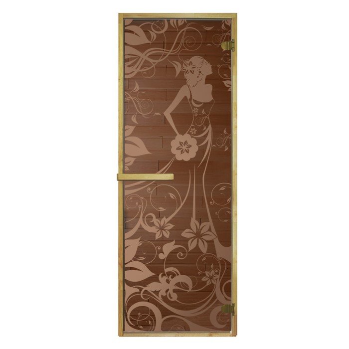 Дверь «Девушка в цветах», размер коробки 190 × 70 см, 6 мм, 2 петли, левая, цвет бронза