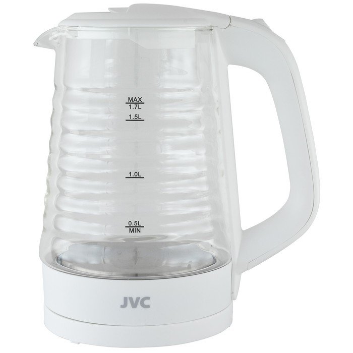 Чайник электрический jvc JK-KE1512, стеклянный, 2200 Вт, 1.7 л, белый
