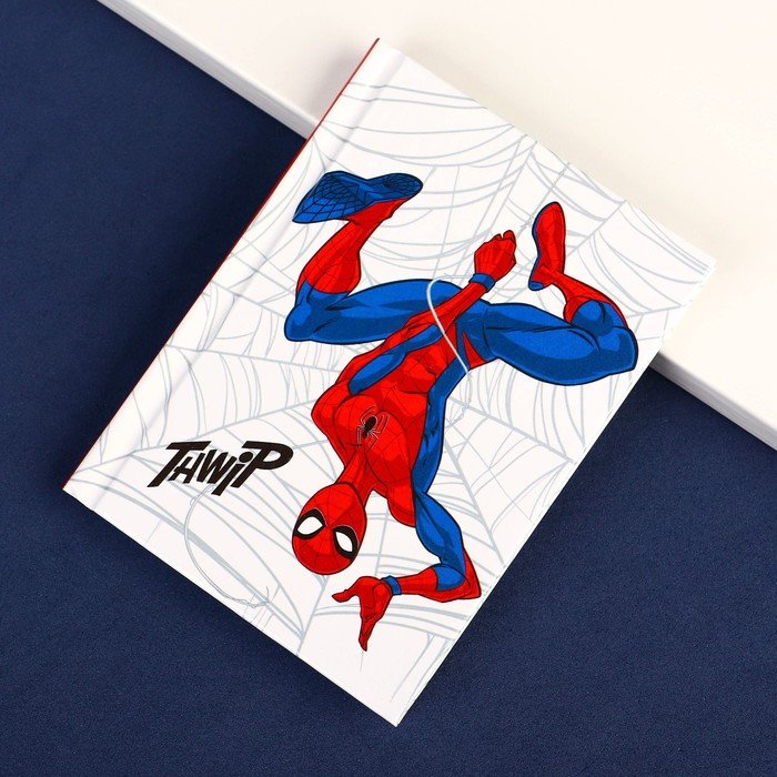 Блокнот А7, 64 листа, в твёрдой обложке, Человек-паук