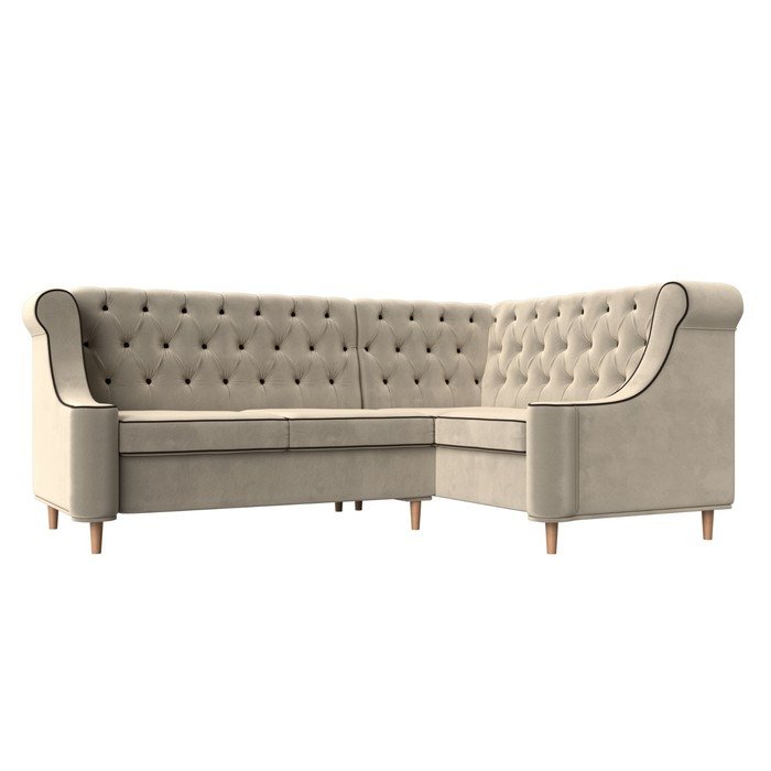 Угловой диван «Бронкс», правый угол, микровельвет, цвет бежевый