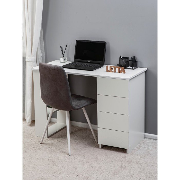 Стол письменный «Ультра», 1050×450×750 мм, 4 ящика, цвет белый