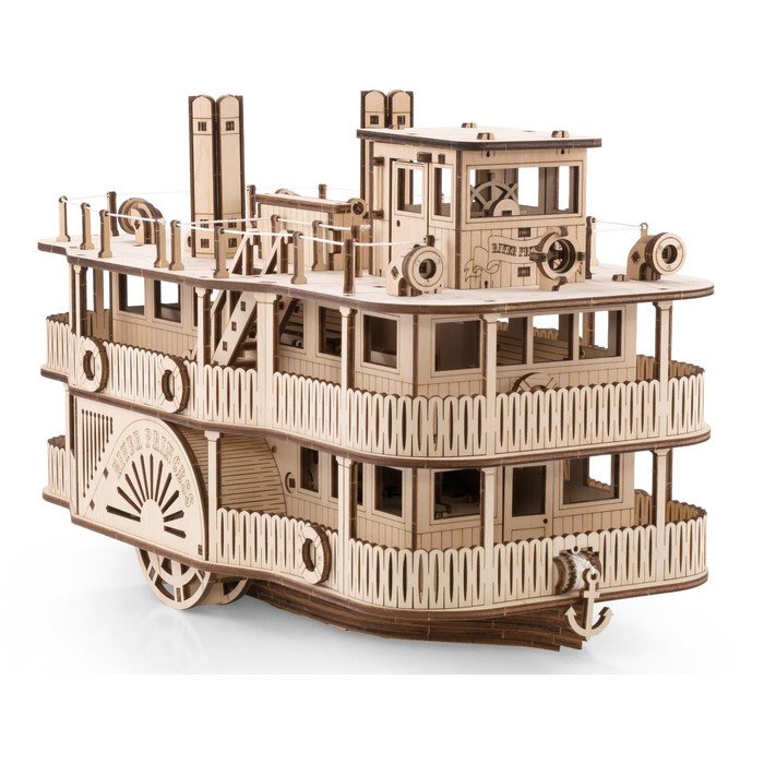 Модель сборная из дерева EWA «Колёсный пароход. Принцесса рек»