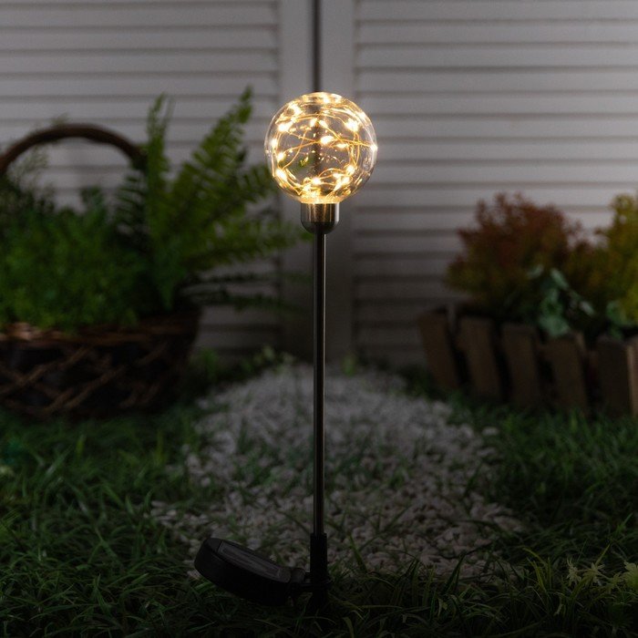Садовый светильник на солнечной батарее «Шар», 70 см, 20 LED, свечение тёплое белое