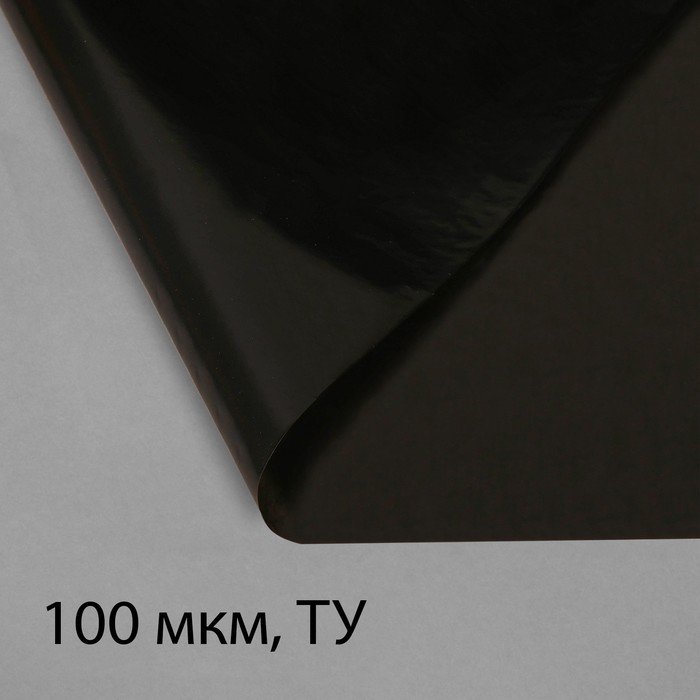 Плёнка полиэтиленовая, техническая, 100 мкм, чёрная, длина 10 м, ширина 3 м, рукав (1.5 × 2 м), Эконом 50%