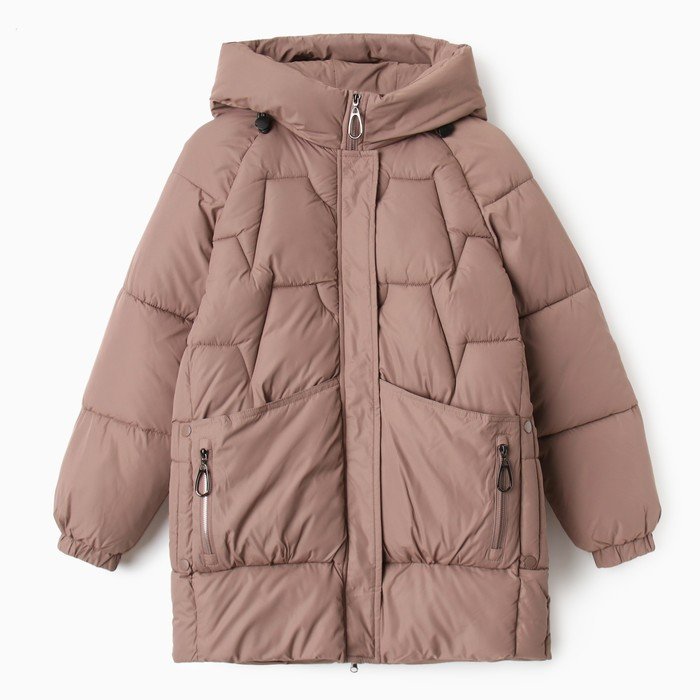 Куртка женская зимняя, цвет бежевый, размер 48