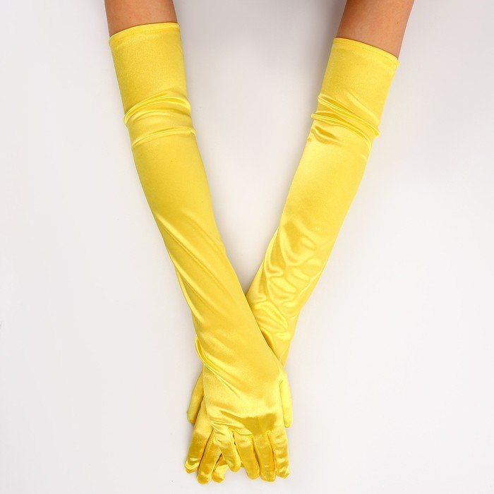 Карнавальный аксессуар - перчатки 55см, цвет желтый