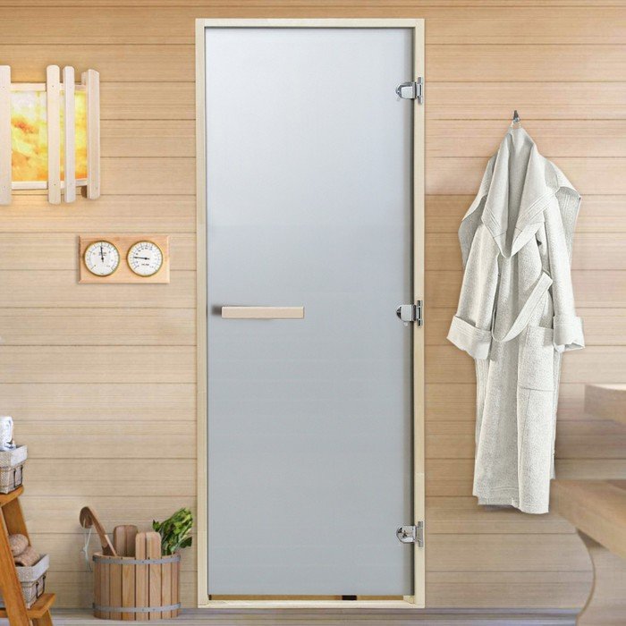 Дверь для бани и сауны "Графит", размер коробки 180х70 см, липа 8 мм
