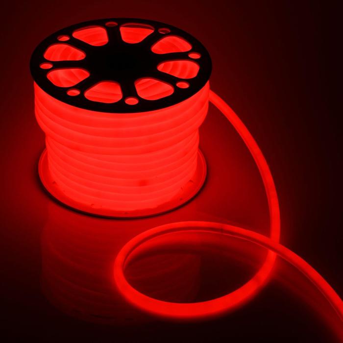 Гибкий неон Luazon Lighting 16 мм круглый, IP65, 50 м, SMD2835, 120 LED/м, 220 В, свечение красное