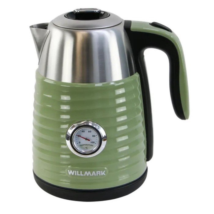 Чайник электрический WILLMARK WEK-1738PST, металл, 1.7 л, 2200 Вт, зелёный