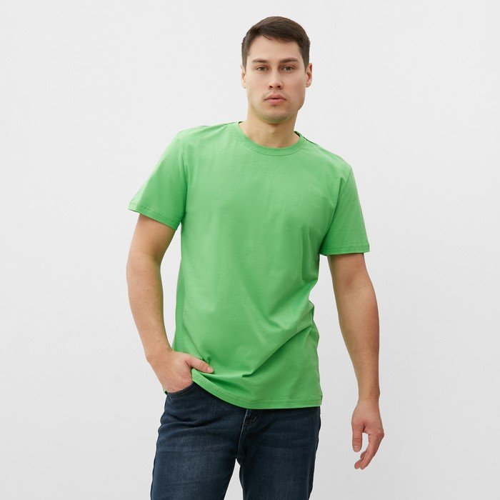 Футболка мужская, цвет ярко-зеленый, размер 48