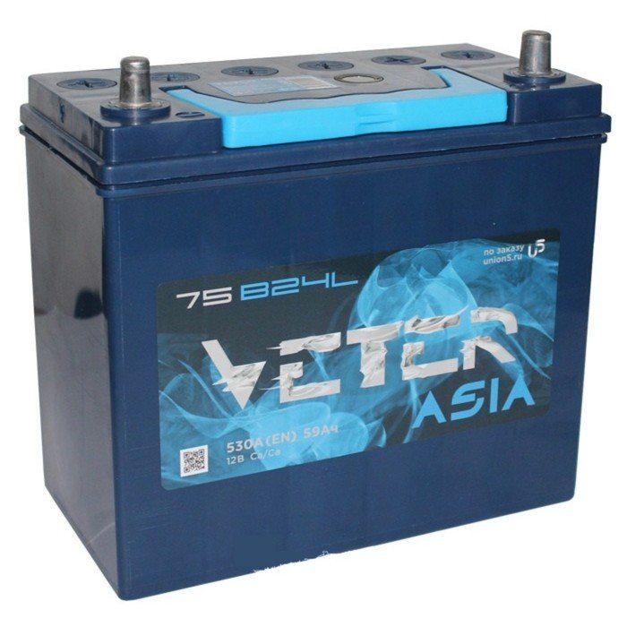 Аккумуляторная батарея Veter Asia 59 Ач 6СТ-59.0 VL 75B24L, обратная полярность