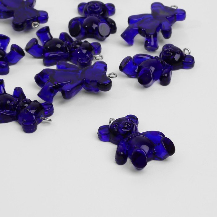 Бусина "Мишка" (набор 10шт), 3,4*2,4*1см, цвет тёмно-синий