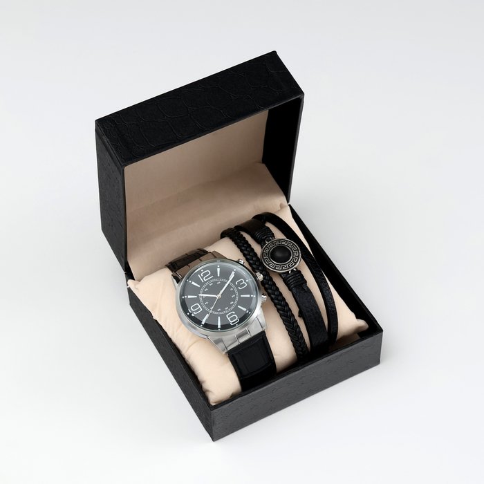 Мужской подарочный набор 2 в 1: наручные часы, браслет