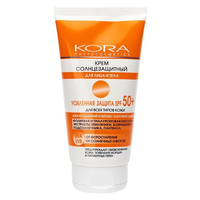 Крем солнцезащитный для лица и тела Kora, усиленная защита SPF 50+