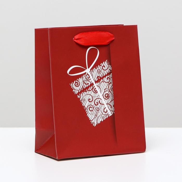 Пакет ламинированный "Красный подарок", 11,5 x 14,5 x 6 см