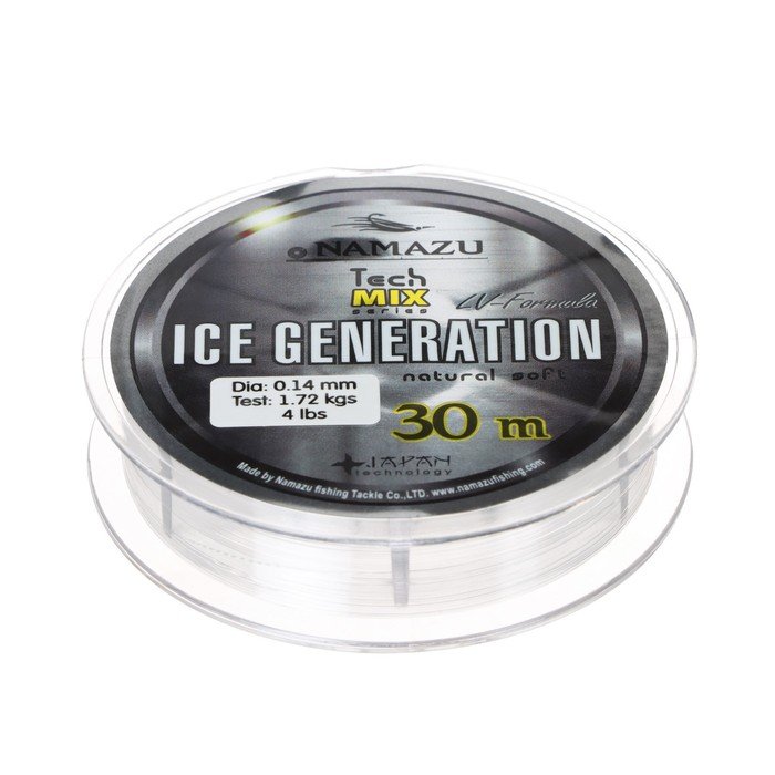 Леска Namazu Ice Generation, диаметр 0.14 мм, тест 1.72 кг, 30 м, прозрачная